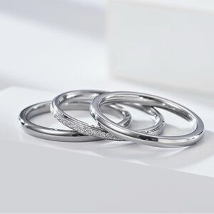 New 3 Pcs Stainless Steel Three-in-One Stackable Rings, Size 8
